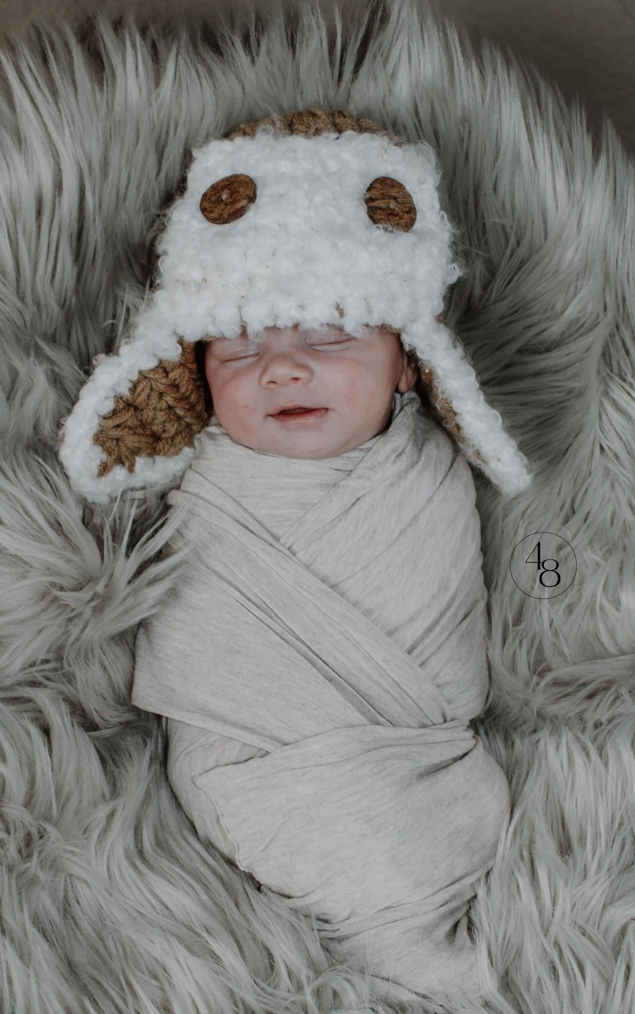 newborn baby photography, newborn baby in hat prop, newborn baby picture, swaddled newborn picture